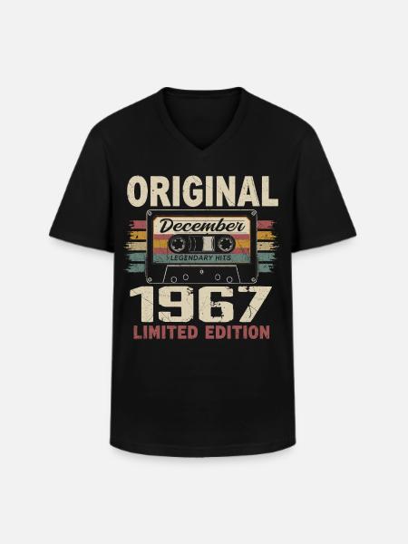 December 1967 Birthday Gift - Men's V-Neck T-Shirt - black