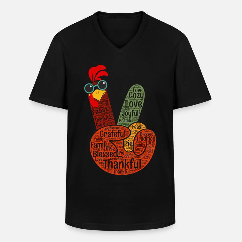 Dankbares Peacezeichen Hand - Männer-T-Shirt mit V-Ausschnitt - Schwarz