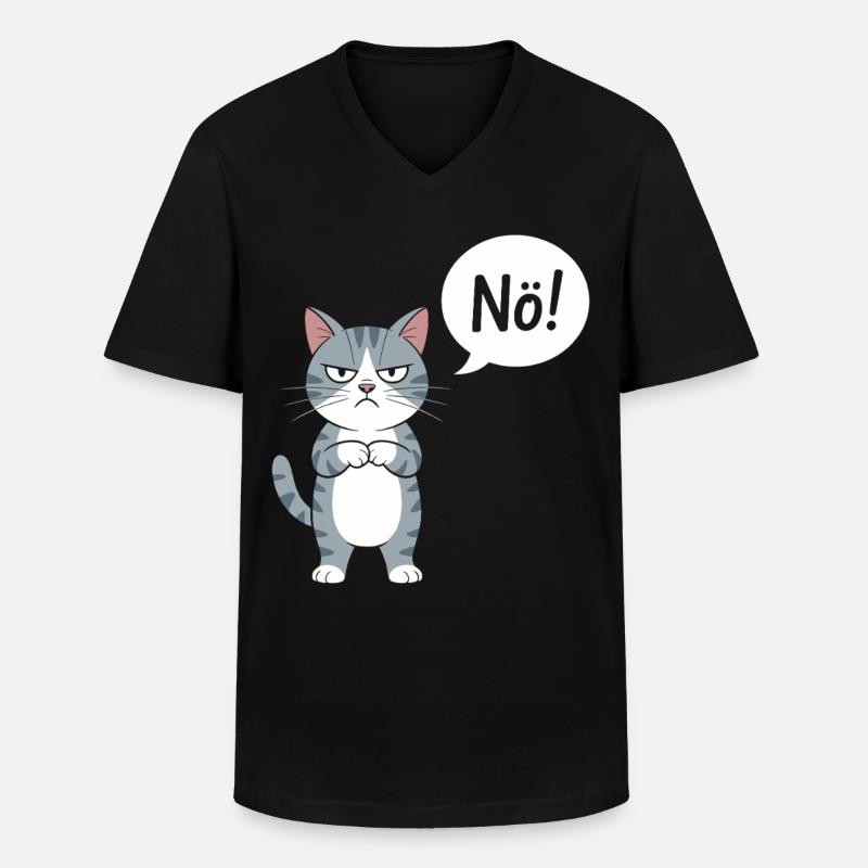 Nö! Lustige Katze Mit Spruch - Männer-T-Shirt mit V-Ausschnitt - Schwarz