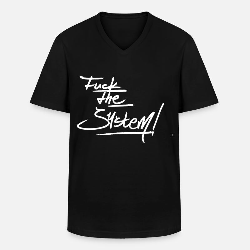 F t S - Männer-T-Shirt mit V-Ausschnitt - Schwarz