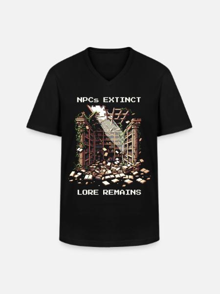 NPCs gone, lore stays | Post-apocalyptic - Men's V-Neck T-Shirt - black