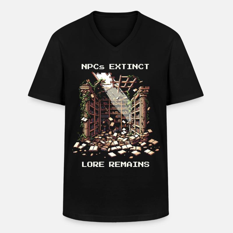 Les PNJ disparus, l’histoire reste | Post-apocalyptique - T-shirt col V Homme - noir