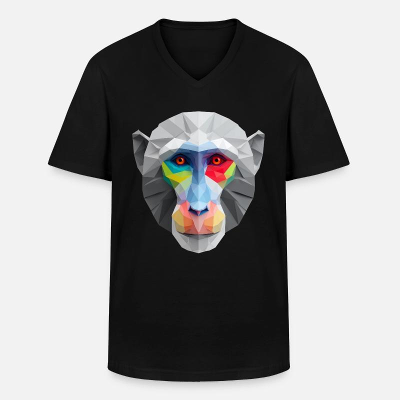 Farbiges Low-Poly Affengesicht Logo Art Design - Männer-T-Shirt mit V-Ausschnitt - Schwarz