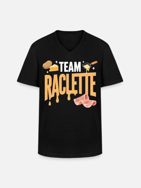 Team Raclette Funny Mountain Winter Gift - Men's V-Neck T-Shirt - black