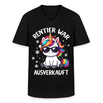 Weihnachten Rentier War Ausverkauft Einhorn - Männer-T-Shirt mit V-Ausschnitt - Schwarz - Vorne - AI Model Male 178 dark (178cm)