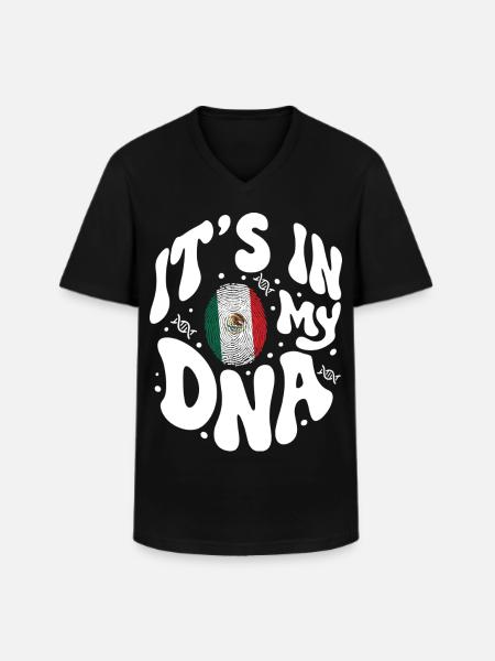 Mexican DNA Mexico Flag Hispanic - Men's V-Neck T-Shirt - black