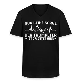 Nur keine Sorge - Trompeter ist jetzt hier - Männer-T-Shirt mit V-Ausschnitt - Schwarz - Vorne - AI Model Male 178 dark (178cm)