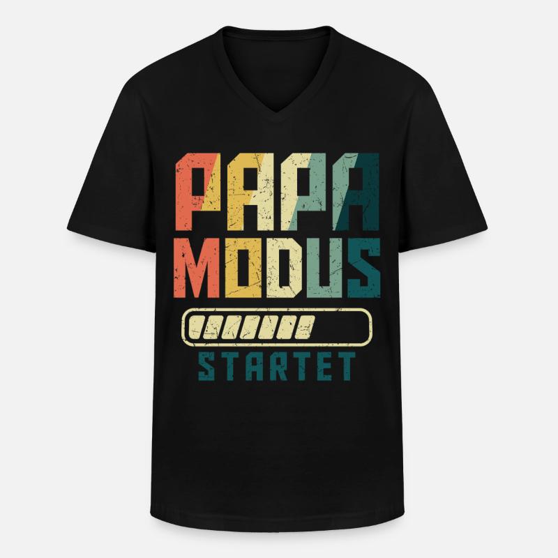 Werdender PAPA MODUS STARTET Lustiges - Männer-T-Shirt mit V-Ausschnitt - Schwarz