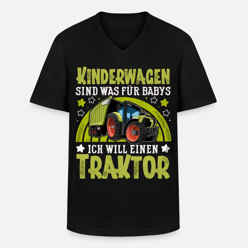 Traktor Kinder Lustiger Spruch - Männer-T-Shirt mit V-Ausschnitt - Schwarz