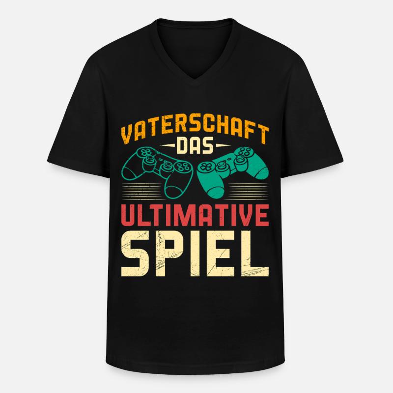 VATERSCHAFT DAS ULTIMATIVE SPIEL Lustiges - Männer-T-Shirt mit V-Ausschnitt - Schwarz