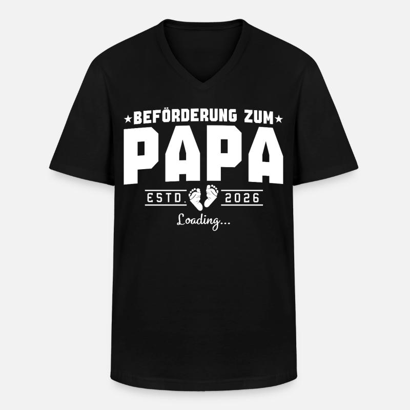Papa 2026 loading Werdender Vater - Männer-T-Shirt mit V-Ausschnitt - Schwarz