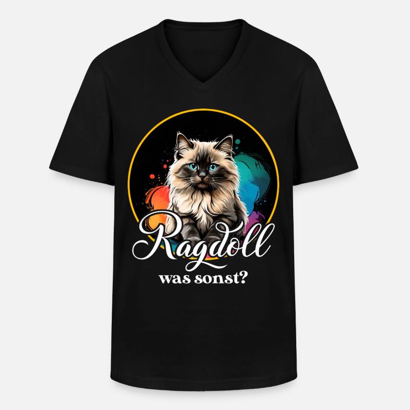 Ragdoll Katze - Männer-T-Shirt mit V-Ausschnitt - Schwarz
