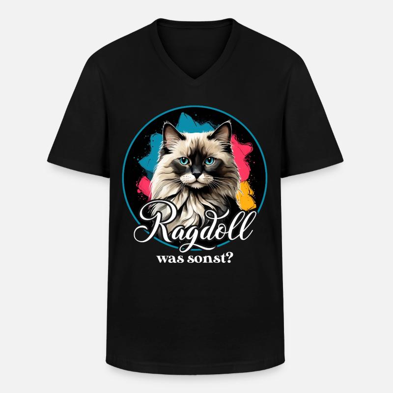 Ragdoll  Katze - Männer-T-Shirt mit V-Ausschnitt - Schwarz