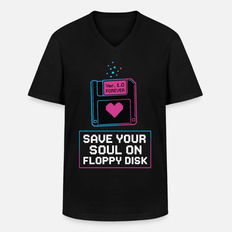 Speichere Deine Seele Auf Floppy Disk - Männer-T-Shirt mit V-Ausschnitt - Schwarz
