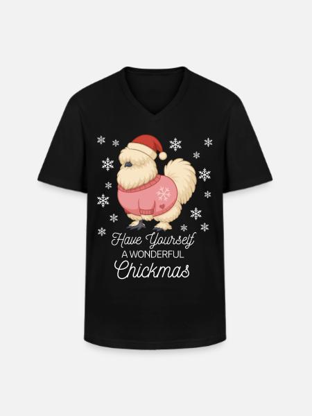 Silk Chicken Christmas Silk Chickens Lover - Men's V-Neck T-Shirt - black