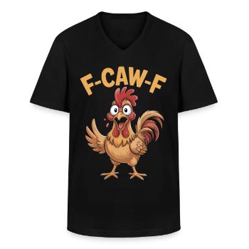 fcawf chicken F-Caw-F Funny Chicken Humor Rooster - Männer-T-Shirt mit V-Ausschnitt - Schwarz - Vorne - AI Model Male 178 dark (178cm)