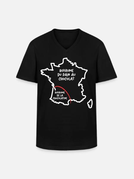 Pain au chocolat ou chocolatine drôle carte France - T-shirt col V Homme - noir