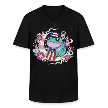 Pastell Goth Kawaii Coqui Puerto Rico - Männer-T-Shirt mit V-Ausschnitt - Schwarz - Vorne - AI Model Male 178 dark (178cm)