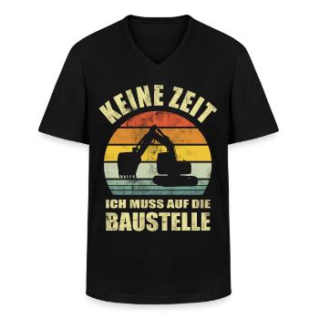 Keine Zeit Ich Muss Auf Die Baustelle - Männer-T-Shirt mit V-Ausschnitt - Schwarz - Vorne - AI Model Male 178 dark (178cm)