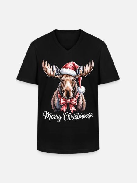 Christmas Moose – Merry Christmoose - Men's V-Neck T-Shirt - black