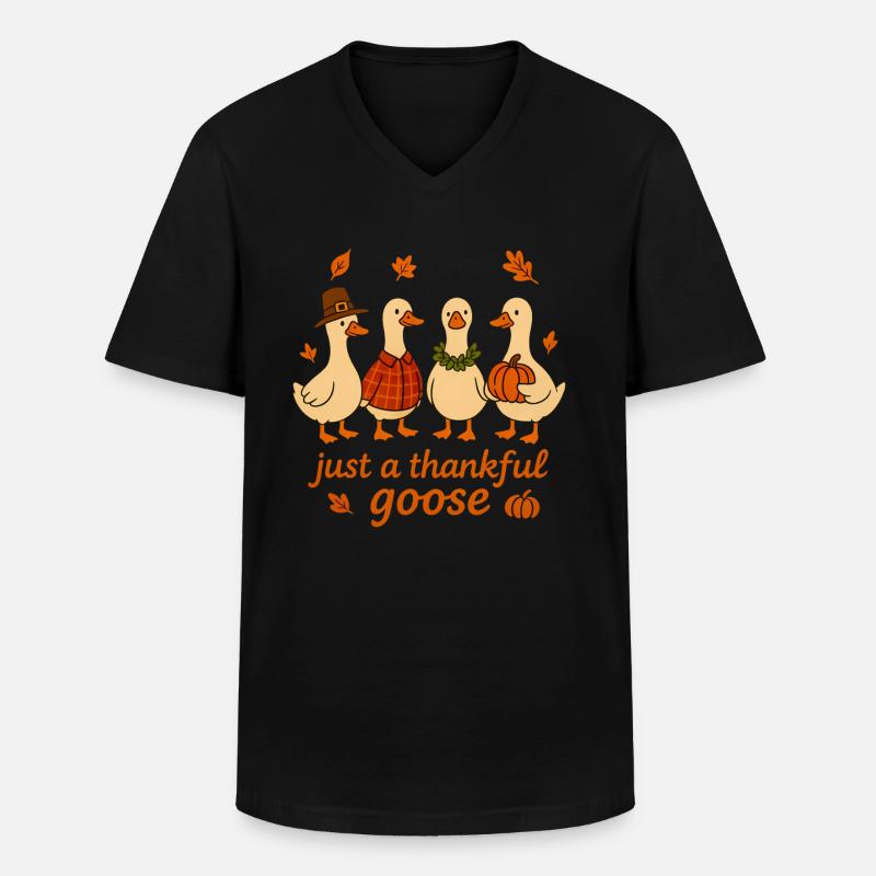 Just A Thankful Goose Pumpkin Fall  - Männer-T-Shirt mit V-Ausschnitt - Schwarz