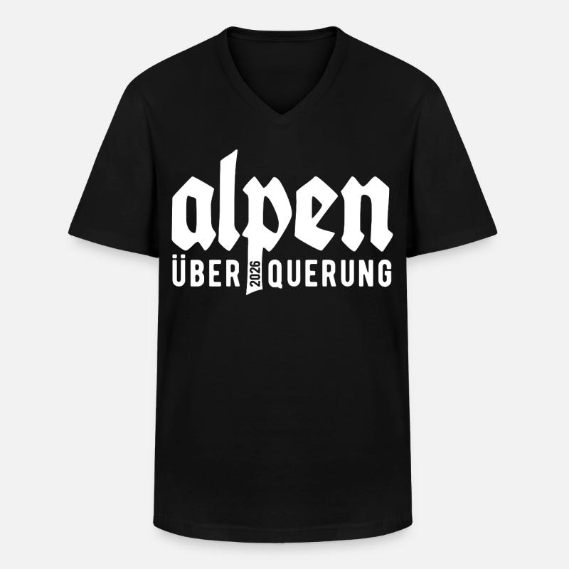 Alpen Überquerung 2026 - Wandern - Männer-T-Shirt mit V-Ausschnitt - Schwarz