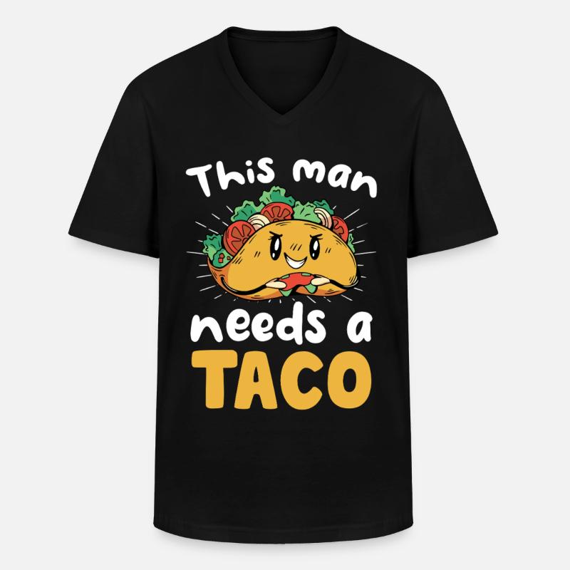 This man needs a taco - Men's V-Neck T-Shirt - black