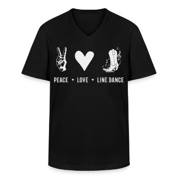 Peace Love Line Dance Leidenschaft Country Dance - Männer-T-Shirt mit V-Ausschnitt - Schwarz - Vorne - AI Model Male 178 dark (178cm)