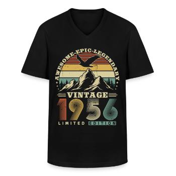 1956 Vintage Jahrgang Geburtstag Retro Geschenk - Männer-T-Shirt mit V-Ausschnitt - Schwarz - Vorne - AI Model Male 178 dark (178cm)