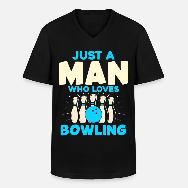 Mann der Bowling liebt Bowling Pins - Männer-T-Shirt mit V-Ausschnitt - Schwarz