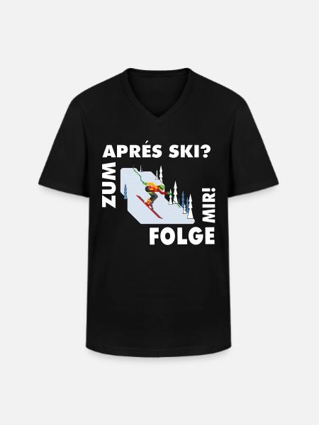 For après-ski? Follow me! – Hüttengaudi Spruch - Men's V-Neck T-Shirt - black