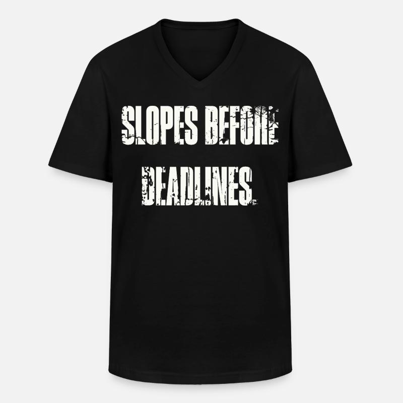 Slopes Before Deadlines - Männer-T-Shirt mit V-Ausschnitt - Schwarz
