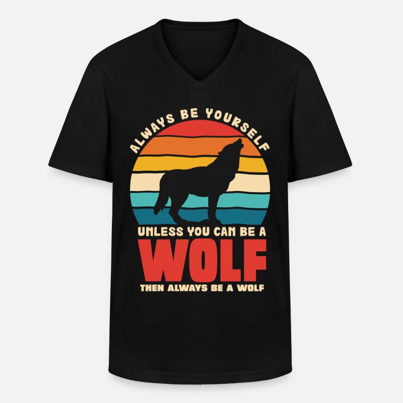 Wolfsruf: Sei Immer Du Selbst - Männer-T-Shirt mit V-Ausschnitt - Schwarz