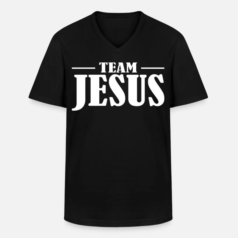 Team Jesus Schriftzug Design - Männer-T-Shirt mit V-Ausschnitt - Schwarz