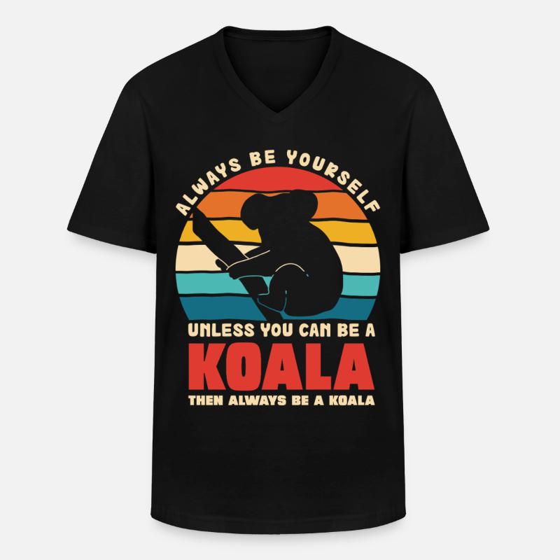 Koala Motto Retro Sunset - Männer-T-Shirt mit V-Ausschnitt - Schwarz