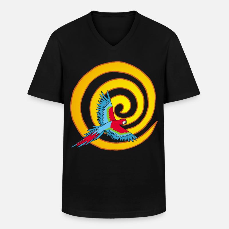 Die Sonne und der Vogel - Männer-T-Shirt mit V-Ausschnitt - Schwarz