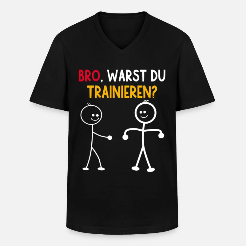 Strichmännchen WARST DU TRAINIEREN LUSTIG - Männer-T-Shirt mit V-Ausschnitt - Schwarz