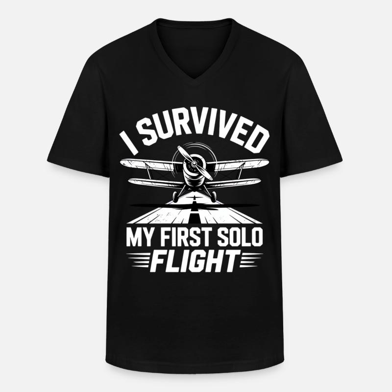 First Flight Airplane Flight - Men's V-Neck T-Shirt - black