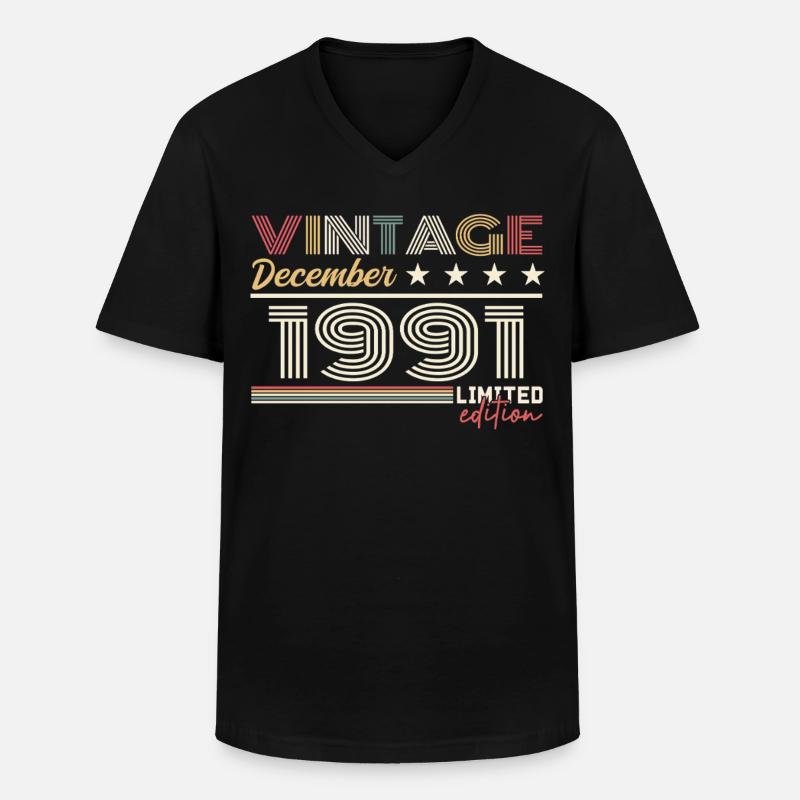 Geschenk Dezember 1991 - Männer-T-Shirt mit V-Ausschnitt - Schwarz