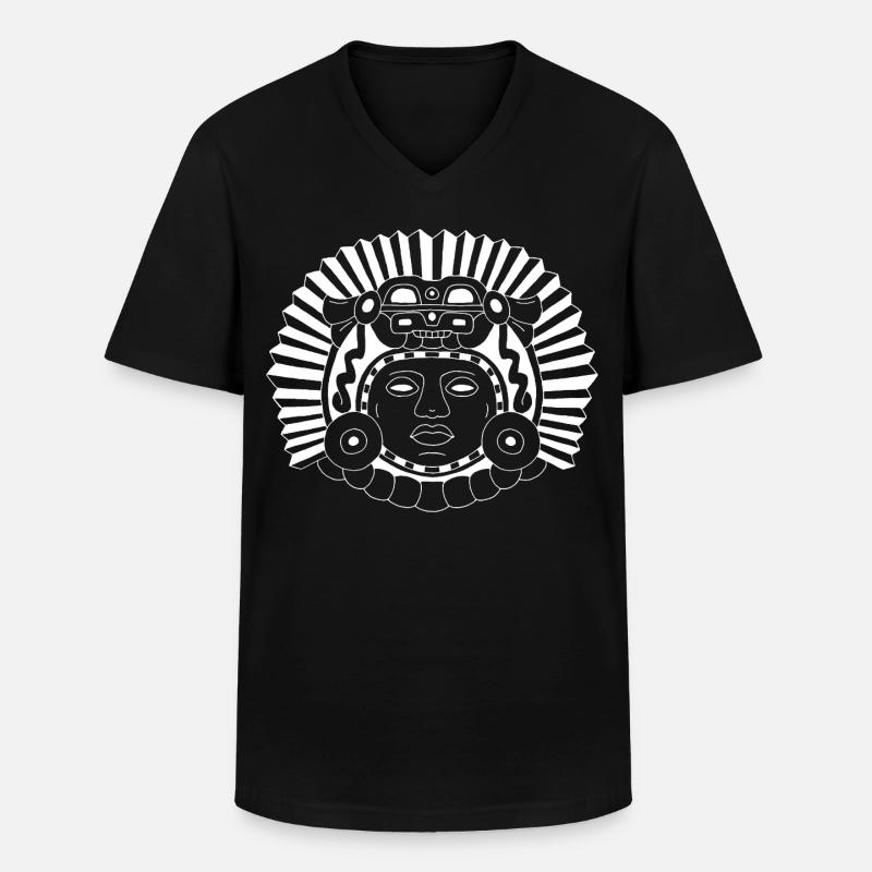 Aztekischer Drachenkönig (Weiß) - Männer-T-Shirt mit V-Ausschnitt - Schwarz