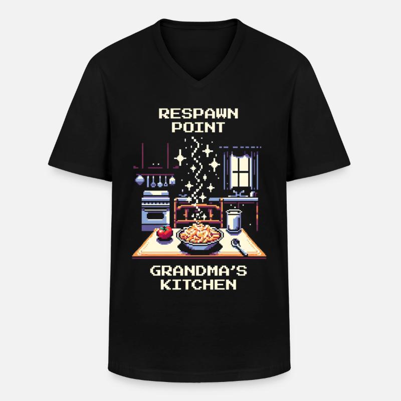 Respawn Point | Großmutters Küche Liebe - Männer-T-Shirt mit V-Ausschnitt - Schwarz