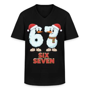 6 7 Meme Weihnachten Lustig Sechs Sieben Geschenk - Männer-T-Shirt mit V-Ausschnitt - Schwarz - Vorne - AI Model Male 178 dark (178cm)