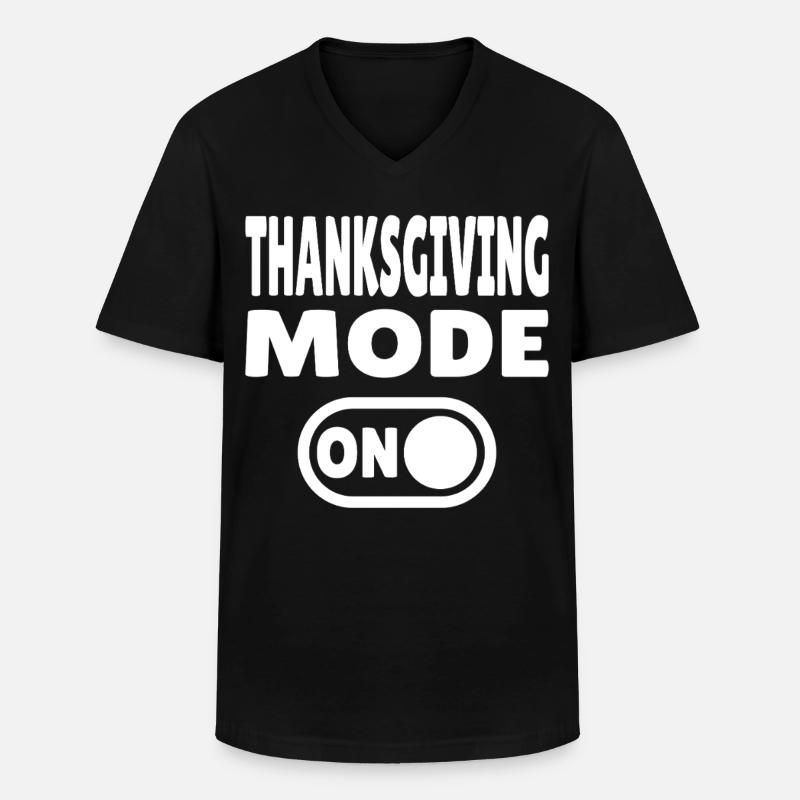 Thanksgiving Mode ON - Männer-T-Shirt mit V-Ausschnitt - Schwarz