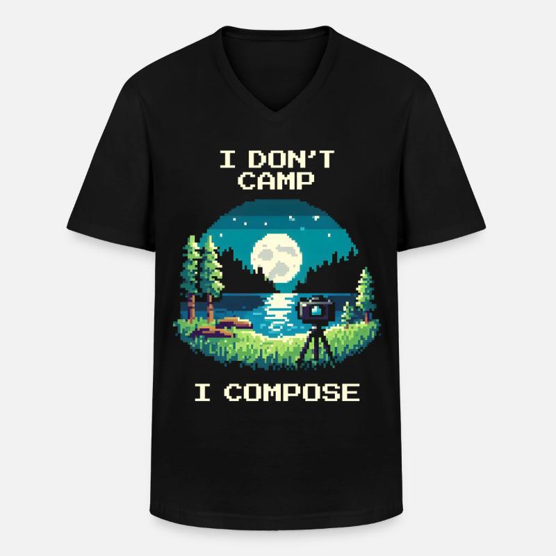 I don't camp, I compose | Composition - Men's V-Neck T-Shirt - black