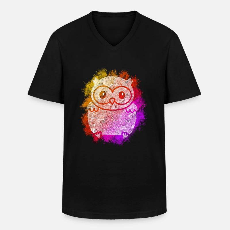 Zentangle Eule - Männer-T-Shirt mit V-Ausschnitt - Schwarz