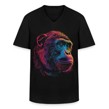 Neon Psychedelischer Affe - Männer-T-Shirt mit V-Ausschnitt - Schwarz - Vorne - AI Model Male 178 dark (178cm)