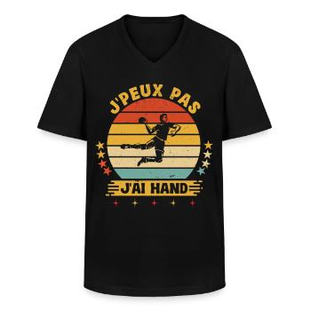 Je Peux Pas J'ai Handball Humour Joueur Hand - T-shirt col V Homme - noir - Devant - AI Model Male 178 dark (178cm)