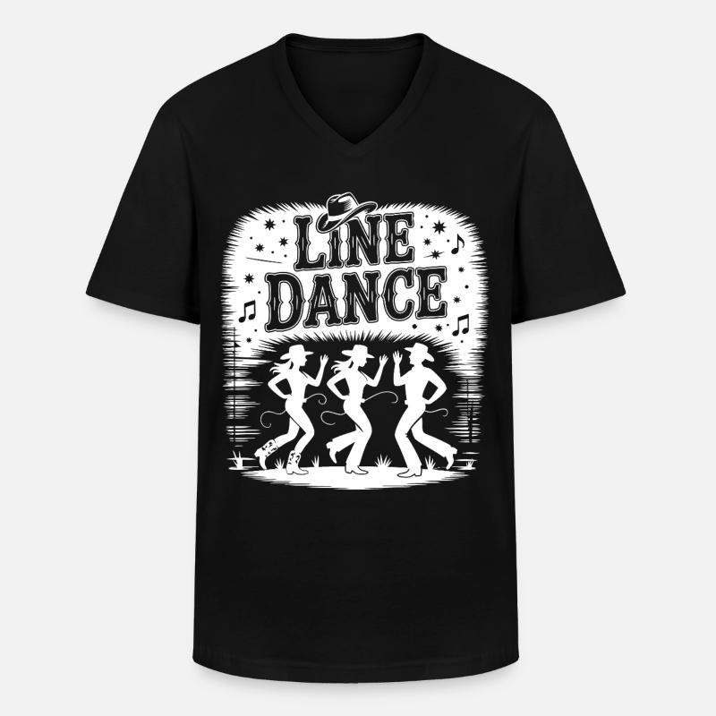 Line Dance Silhouetten - Männer-T-Shirt mit V-Ausschnitt - Schwarz
