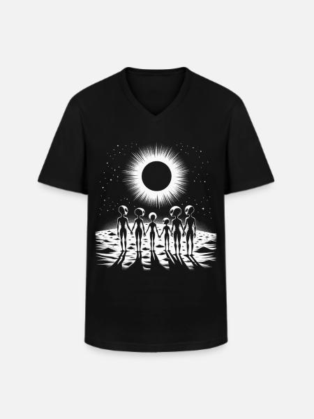 Cosmic Silhouette Family Circle - Men's V-Neck T-Shirt - black
