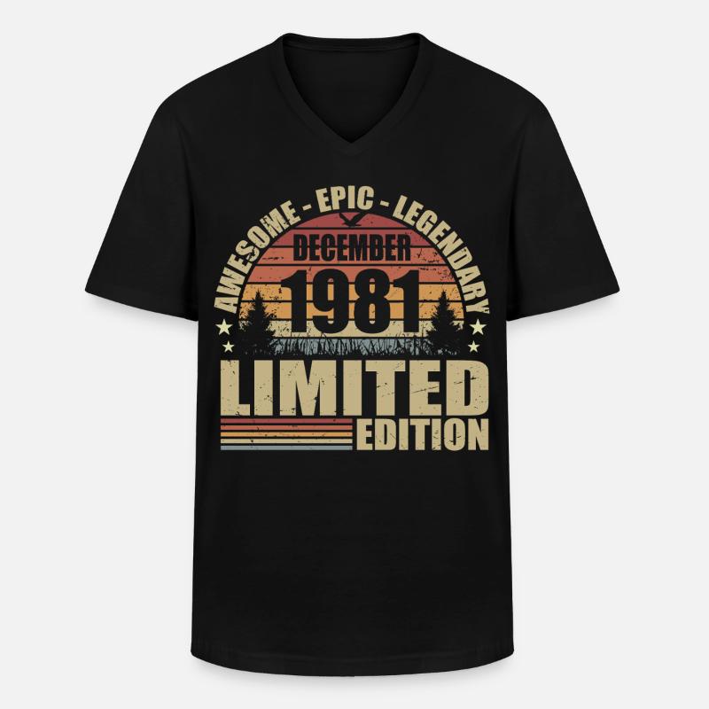 Dezember 1981 - Limitierte Auflage Dezember 1981 - Männer-T-Shirt mit V-Ausschnitt - Schwarz